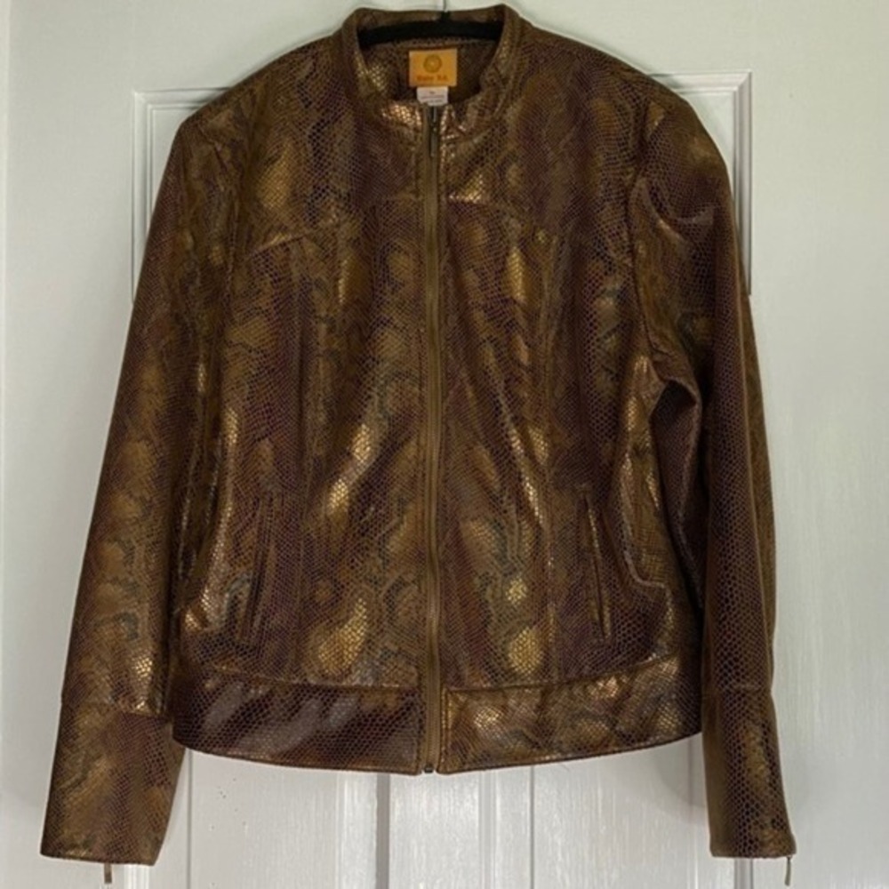 Ruby Rd. Sueded Fabric Snakeskin Jacket Size 10